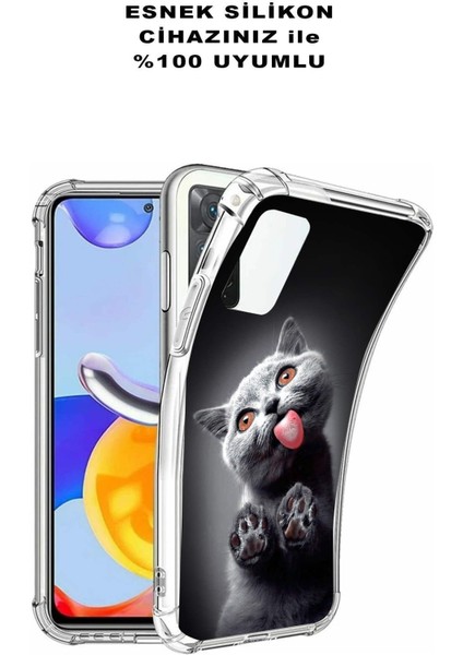 Samsung Galaxy A20S Uyumlu Kedi 2 Baskılı Şeffaf Köşe Korumalı Antişok Kılıf