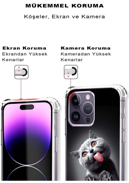 Samsung Galaxy A20S Uyumlu Kedi 2 Baskılı Şeffaf Köşe Korumalı Antişok Kılıf