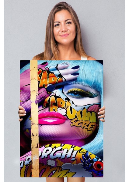 Pop Art Temalı Kadın Portre Tablo TBL1165 fiyatları