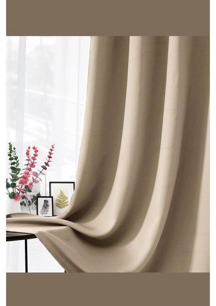 Rech Home Taç Blackout Bej - Karartma Güneşlik Ses ve Isı yalıtımlı