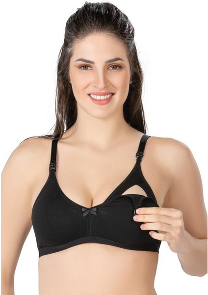 Toparlayıcı Özellikli Modal Cotton Hamile Emzirme Sütyeni Siyah 100 1421