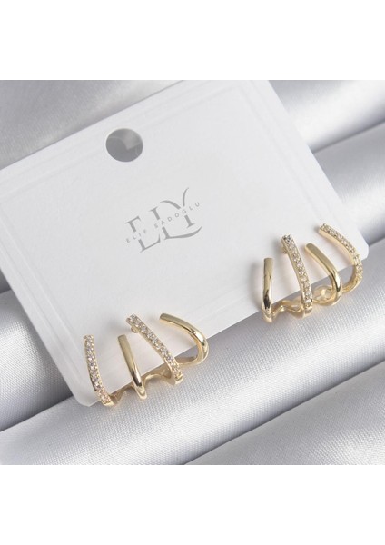 Zirkon Taşlı Çatal Model Gold Renk Kadın Küpe fiyatları