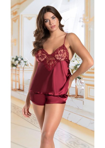 Şortlu Saten Dantelli Sırt ve Gögüs Dekolteli Şık Ipli Kadın Kırmızı Faantezi Gecelik fiyatları