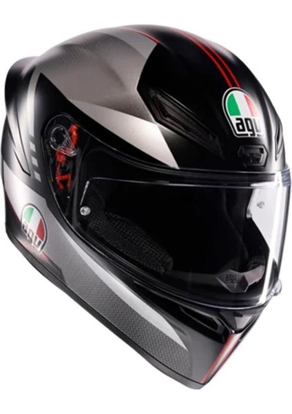 Agv K1 S Lap Matt Black Grey Red Kapalı Kask