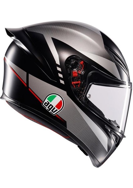 Agv K1 S Lap Matt Black Grey Red Kapalı Kask