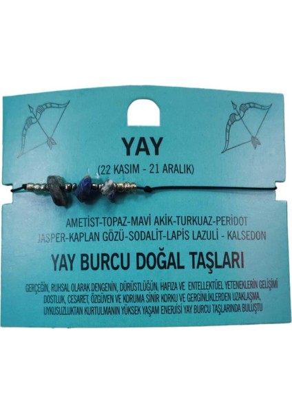 Yay Burcu Yıldız Doğal Taş Ip Burç Bilekliği Halhal