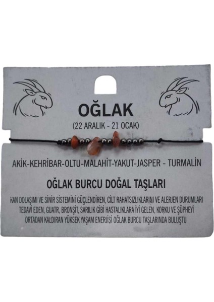 Oğlak Burcu Yıldız Doğal Taş Ip Burç Bilekliği Halhal