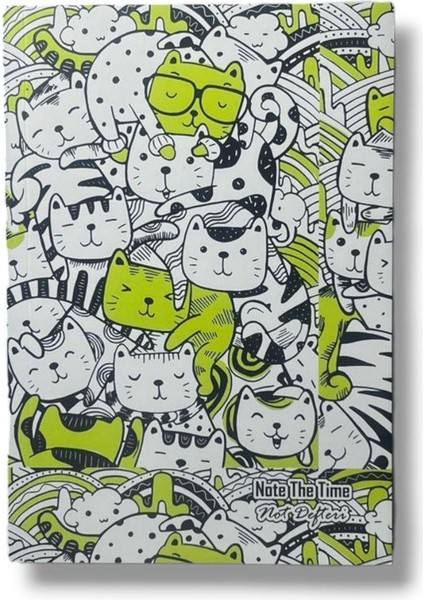 Çizgisiz Defter Kedi Temalı Notebook Defter 14CM x 21CM Notebook