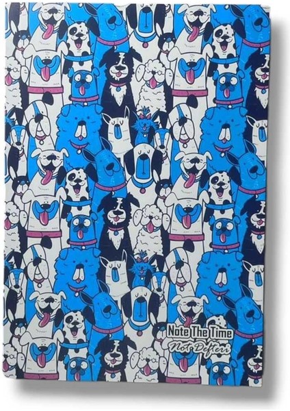 Çizgisiz Defter Mavi Köpek Temalı Notebook Defter 14CM x 21CM Notebook