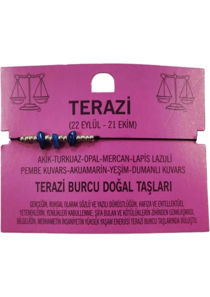 Terazi Burcu Yıldız Doğal Taş Ip Burç Bilekliği Halhal