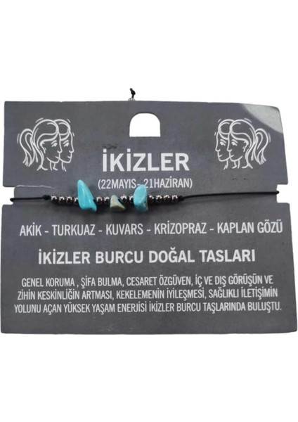 Ikizler Burcu Yıldız Doğal Taş Ip Burç Bilekliği Halhal