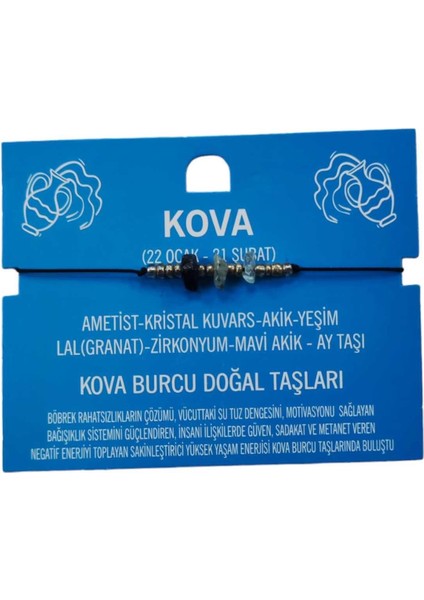 Kova Burcu Yıldız Doğal Taş Ip Burç Bilekliği Halhal