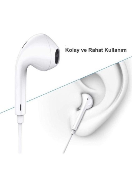 Beyaz Kablolu Kulaklık Ios Android Uyumlu 3,5mm Jack Girişli fırsatları