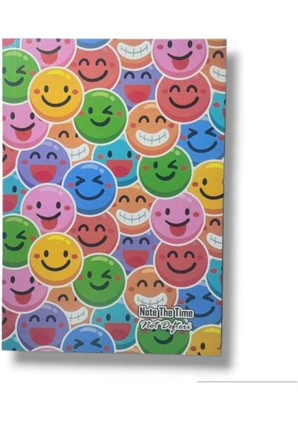 Pembe Pasaj Çizgisiz Defter Gülen Yüz Temalı Notebook Defter 14CM x 21CM Notebook