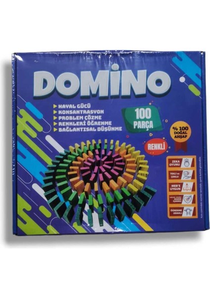 100 Parça Renkli Ahşap Domino Taşı Seti