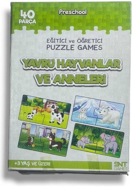 Eğitici ve Öğretici Puzzle Puzzle Games Yavru Hayvanlar ve Anneleri 40 Parça 3 Yaş Üzeri