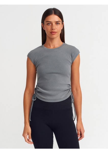 31018 Yıkama Efektli Top-Gri