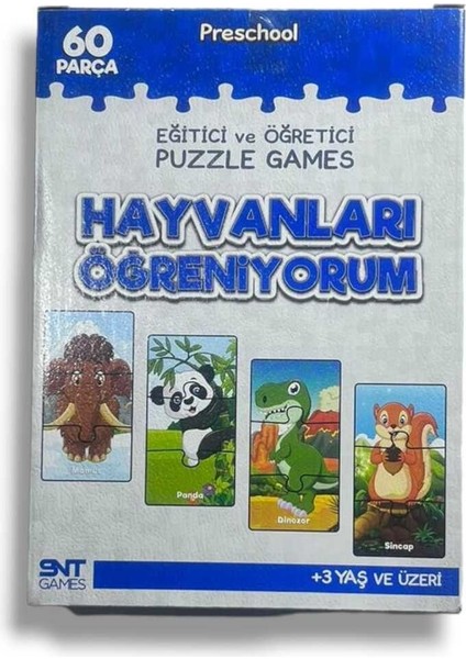 Eğitici ve Öğretici Puzzle Puzzle Games Hayvanları Öğreniyorum 60 Parça 3 Yaş Üzeri