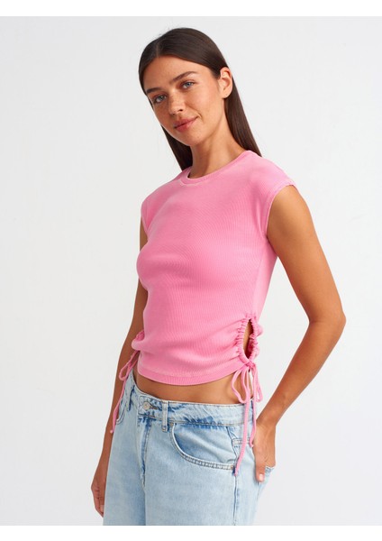 31018 Yıkama Efektli Top-Pembe