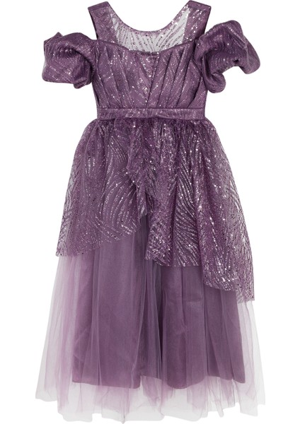 Kız Çocuk Abiye 6-14 Yaş Lavanta