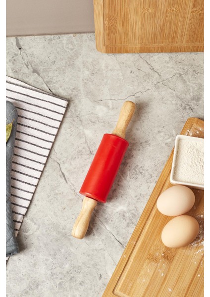 Silicone Bambu Sap Merdane 22CM-KIRMIZI