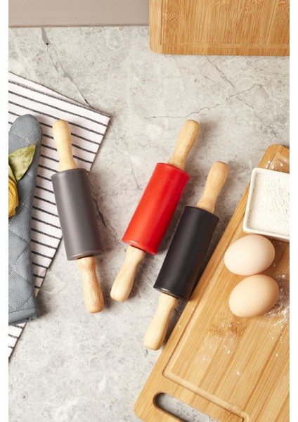 Silicone Bambu Sap Merdane 22CM-KIRMIZI