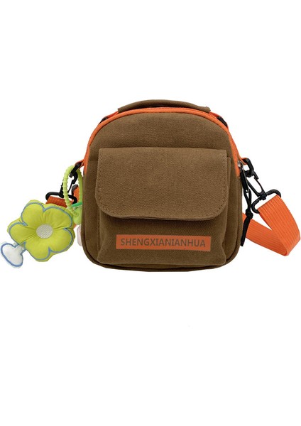 Kontrast Renk Tuval Küçük Çanta Kadın Sokak Modası Rahat Küçük Omuz Çantası Küçük Taze Öğrenci Omuz Crossbody Çanta (Yurt Dışından)
