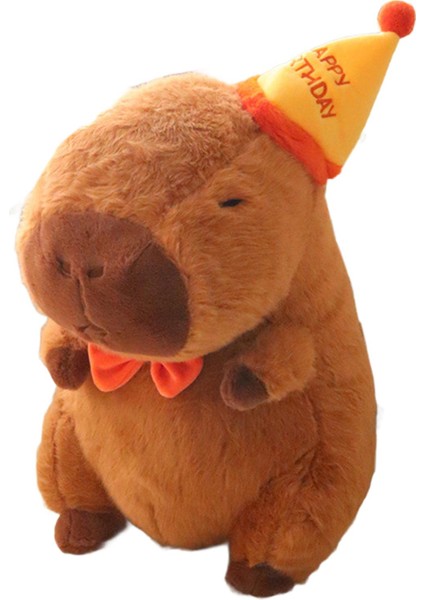 Capybara Doldurulmuş Oyuncak Gerçekçi Şkinler Için Aile Çocukları Şapkalı 33CM (Yurt Dışından)