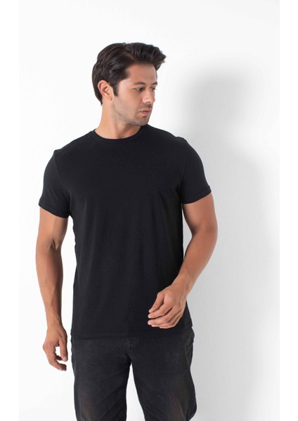 Erkek Beyaz T-Shirt Pamuk Bisiklet Yaka Regular Fit