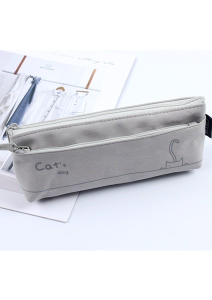 Basit Küçük Taze Pamuklu Kalem Çantası Sevimli Karikatür Kedi Kalem Çantası (Yurt Dışından)