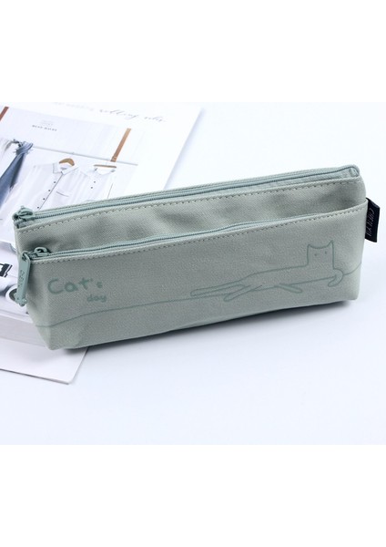 Basit Küçük Taze Pamuklu Kalem Çantası Sevimli Karikatür Kedi Kalem Çantası (Yurt Dışından)