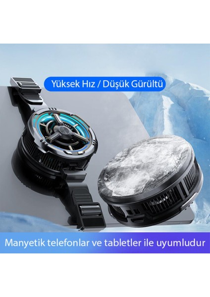 36W Rgb Işıklı Kablolu Radyatörlü Telefon ve Tablet Soğutucu,manyetik Mıknatıslı Soğutma Fanı