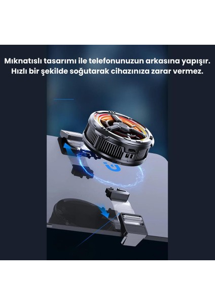 36W Rgb Işıklı Kablolu Radyatörlü Telefon ve Tablet Soğutucu,manyetik Mıknatıslı Soğutma Fanı