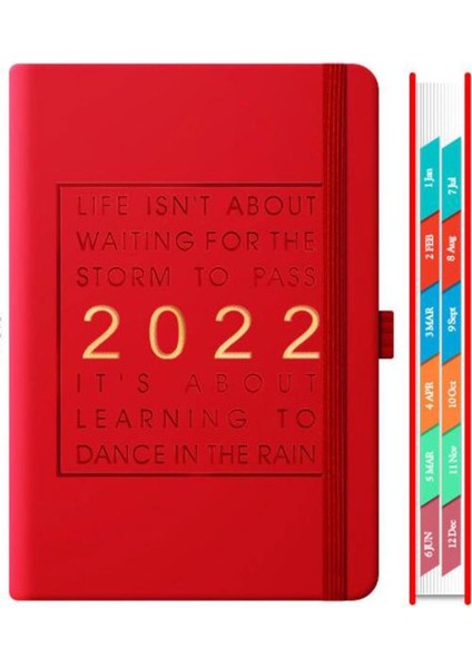 2022 A5 Planlayıcı Süper Kalın Pu Kapak Planlayıcısı/günlüğü/günlük Okul ve Ofis Malzemeri, Kırmızı (Yurt Dışından)