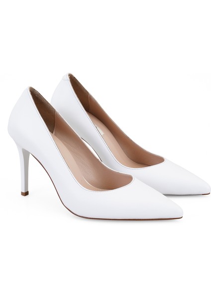 Claire Beyaz Kadın Napa Deri Stiletto