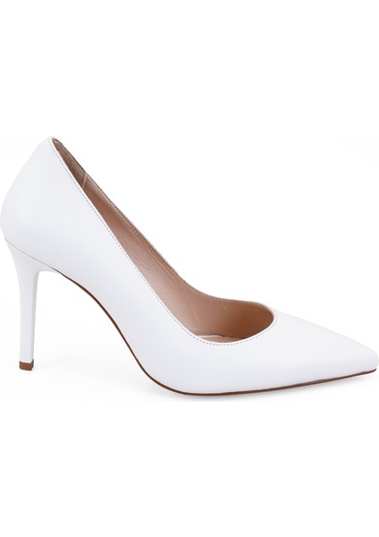 Claire Beyaz Kadın Napa Deri Stiletto