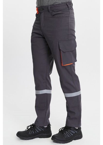 Iş Pantolonu Harman Kumaş Klasik Model Koyu Gri Kargo Pantolon Yazlık