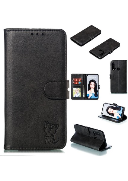 Cüzdan Kılıf Için Huawei P20 Lite 2019 Kart Tutucu Manyetik Kapatma Kabartmalı (Yurt Dışından)