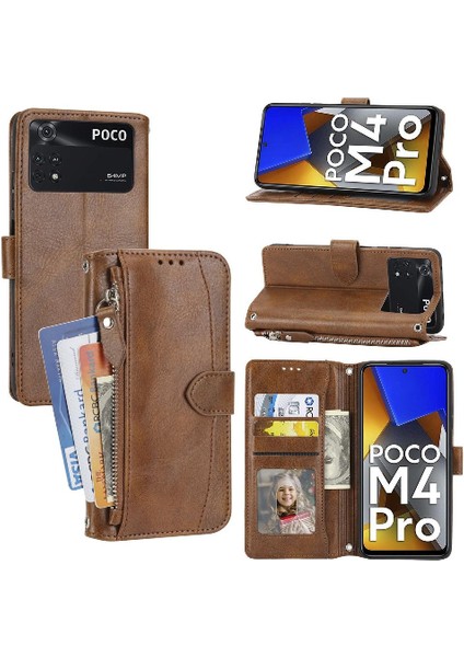 Xiaomi Poco M4 Pro 4g Için Flip Case Pu Deri Kart Tutucu Kayış Manyetik (Yurt Dışından)