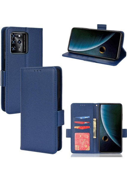 Zte Blade V30 Yan Toka Cüzdan Pu Deri Kart Yuvaları Tutucu (Yurt Dışından)