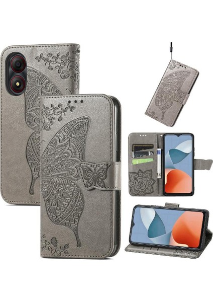 Zte A34 Flip Kapak Için Flip Case Darbeye Deri Kılıf Basit Iş (Yurt Dışından)