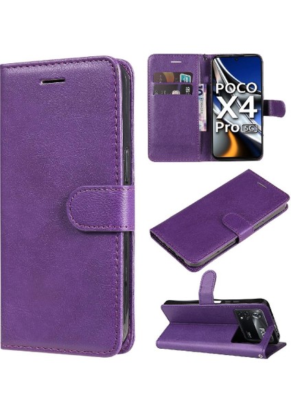 Xiaomi Poco X4 Pro 5g Için Flip Case Klasik Düz Renk Iş Cüzdan (Yurt Dışından)