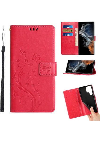 Samsung Galaxy S23 Ultra Kickstand Manyetik Kapatma Bilek Pu Için Filp Durumda (Yurt Dışından)