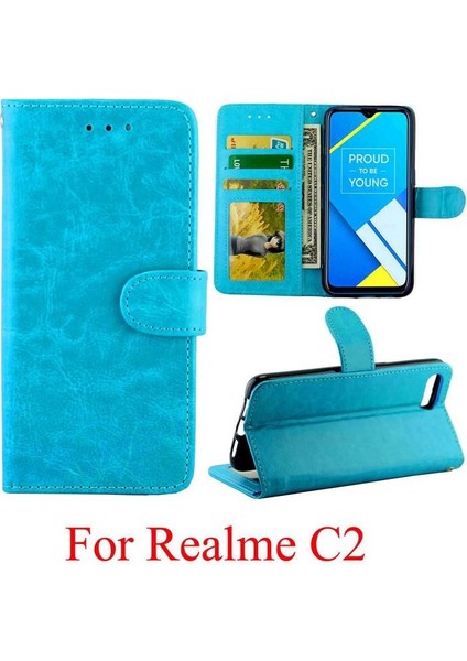 Realme C2 Kickstand Darbeye Pu Deri Kart Tutucu Için Flip Case (Yurt Dışından) fiyatları