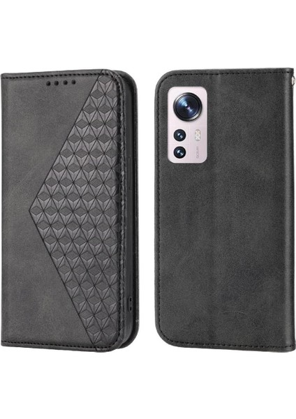 Xiaomi 12 Için Flip Case El Kayışı Günlük Kullanım Eşkenar Dörtgen Şekli Cüzdan Standı (Yurt Dışından)