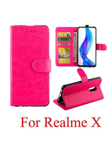 Realme x Kickstand Kart Tutucu Pu Deri Darbeye Dayanıklı Için Flip Case (Yurt Dışından)