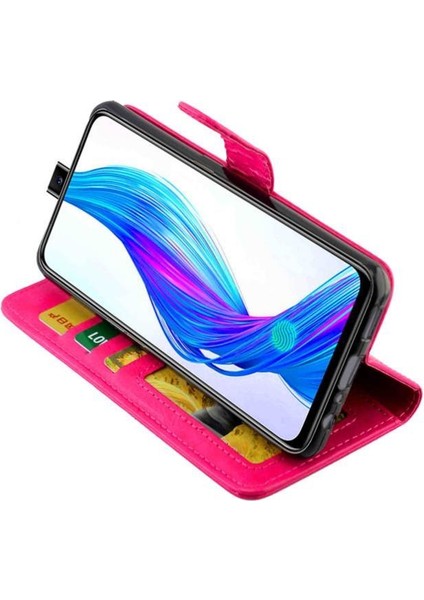 Realme x Kickstand Kart Tutucu Pu Deri Darbeye Dayanıklı Için Flip Case (Yurt Dışından)
