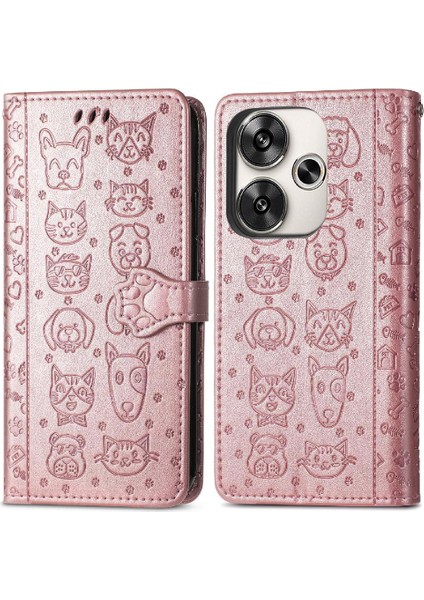Xiaomi Poco F6 Darbeye Karikatür Hayvanlar Için Flip Case Kapak Kısa (Yurt Dışından)