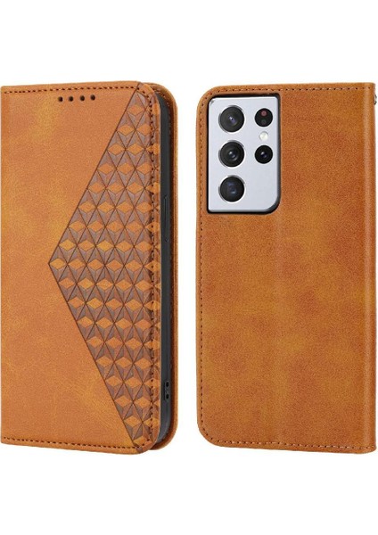 Samsung Galaxy S21 Ultra Eşkenar Dörtgen Şekli El Kayışı Günlük Kullanım Için Flip Case (Yurt Dışından) fiyatları