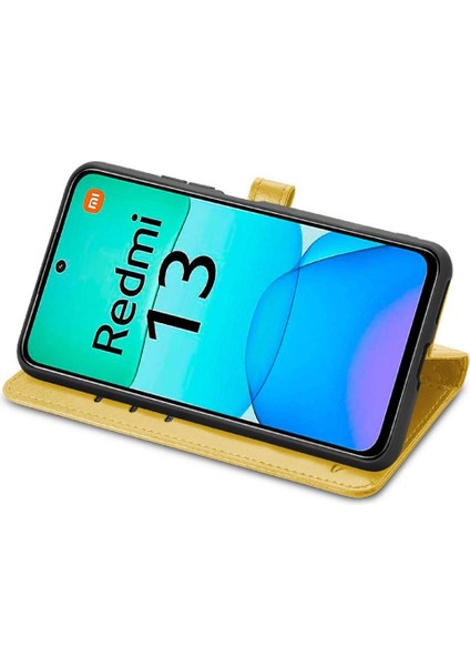 Xiaomi Redmi Için Flip Case 13 4g Deri Kılıf Kısa Kayış Karikatür Hayvanlar (Yurt Dışından)